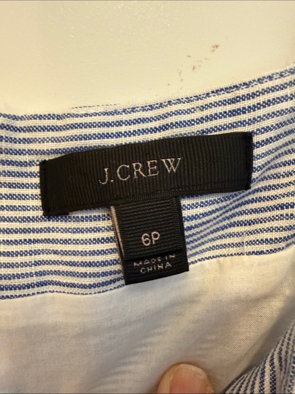 J Crew size 6 Petite Striped Blue Linen-Blend Sleeveless Jumpsuit with Tie Waist - Picture 2 of 6